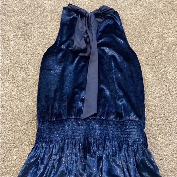 Ramy Brook Lori navy velvet cinched waist Mini Halter dress - Picture 9 of 9